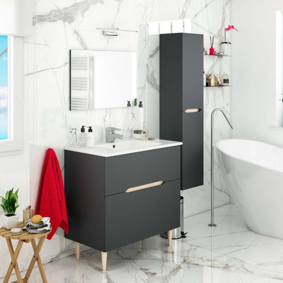 Mueble de baño Lotto 80 Antracita - Roble