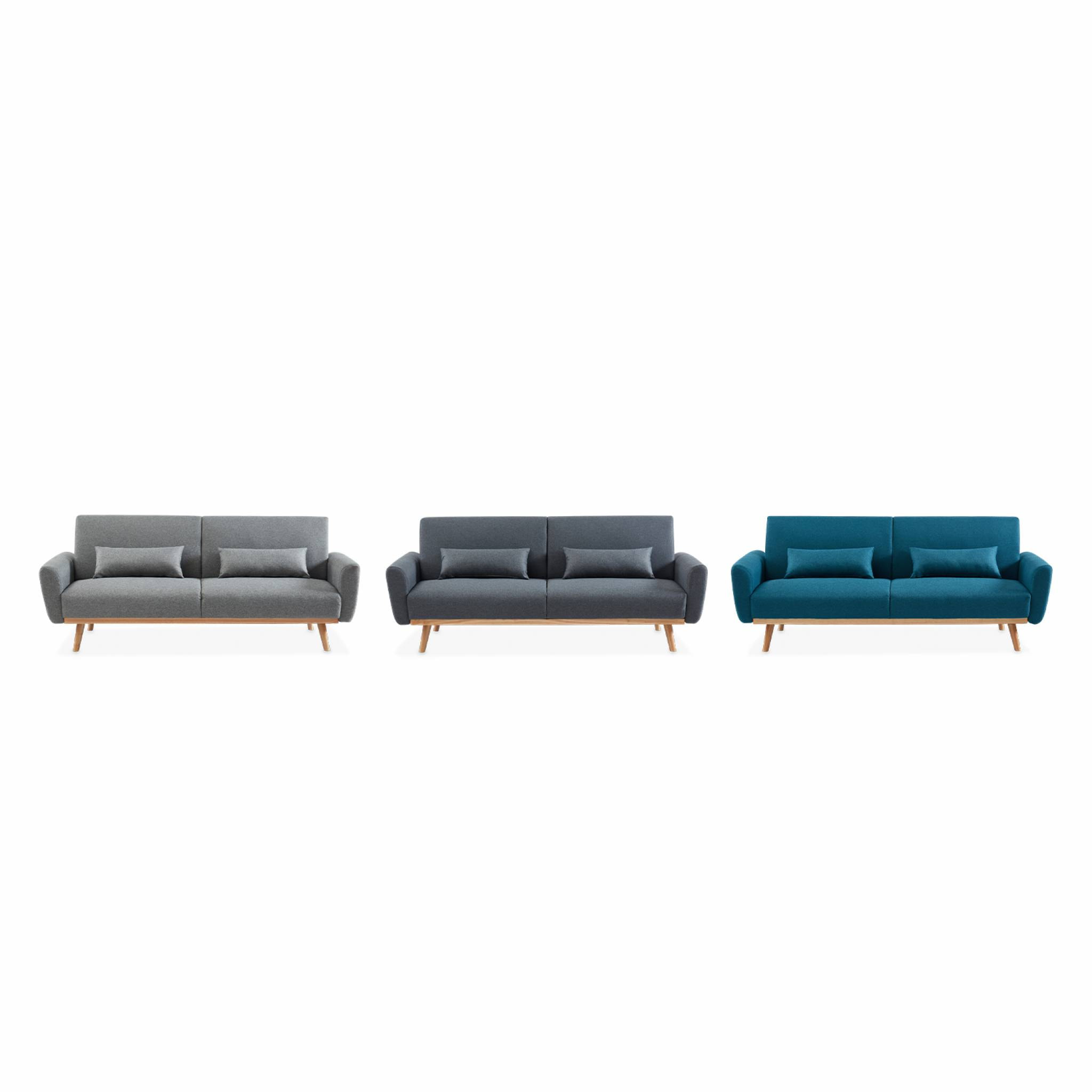 Canapé convertible design en tissu - Oskar - 2 - 3 places scandinave droit avec pieds bois