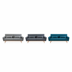 Canapé convertible design en tissu - Oskar - 2 - 3 places scandinave droit avec pieds bois