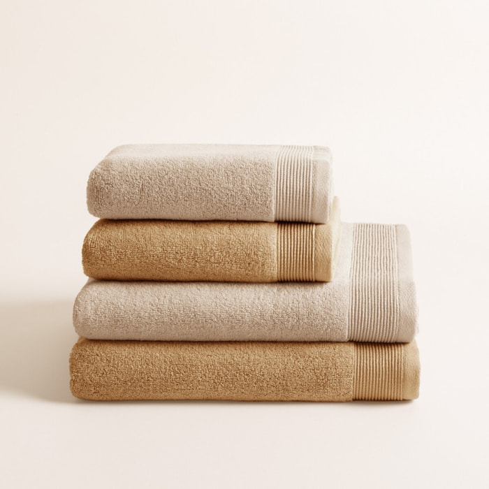 Set 4 Toallas Bicolor Harmony Sand Mustard - Zero Twist - 600 Gramos
