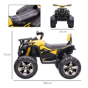 Quad Eléctrico Niños +3 Años 12V con Faros Música Suspensión Retroceso Amarillo