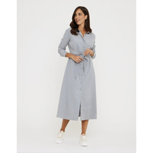 Vestido Largo Camisero Gris - Verona