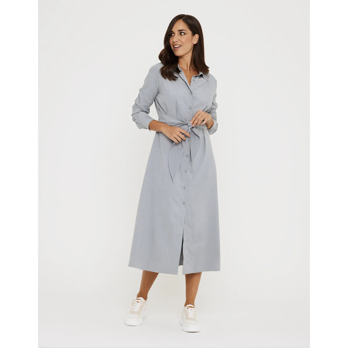 Vestido Largo Camisero Gris - Verona