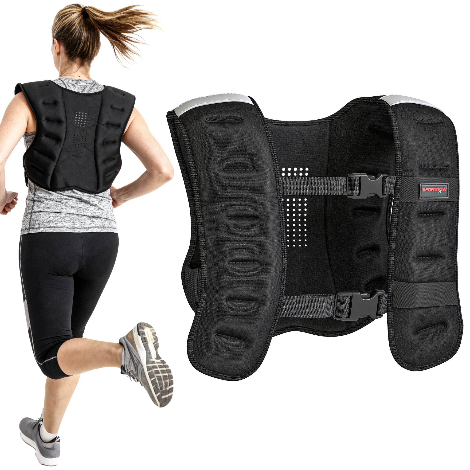 Chaleco Lastrado 5kg, Chaleco Peso Entrenamiento Transpirable, con 2 Correas Ajustables y Bandas Reflectantes, para Entrenamiento de Fuerza, Jogging, Negro