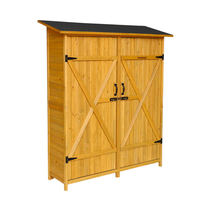 Abri de jardin 140 cm en bois. 4 espaces de rangement. L 140 x P 50 x H 162cm