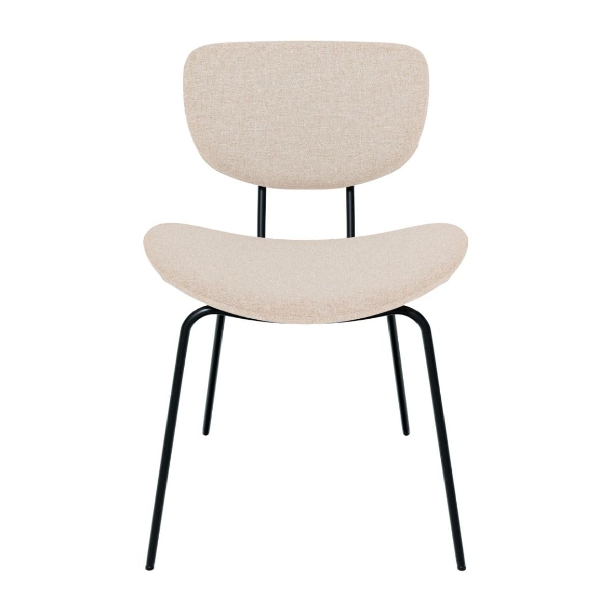 Lot de 2 chaises en tissu beige et pieds en métal noir - Verner
