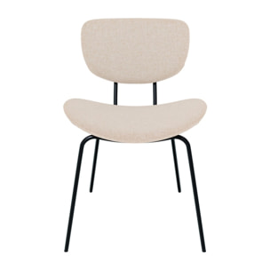 Lot de 2 chaises en tissu beige et pieds en métal noir - Verner