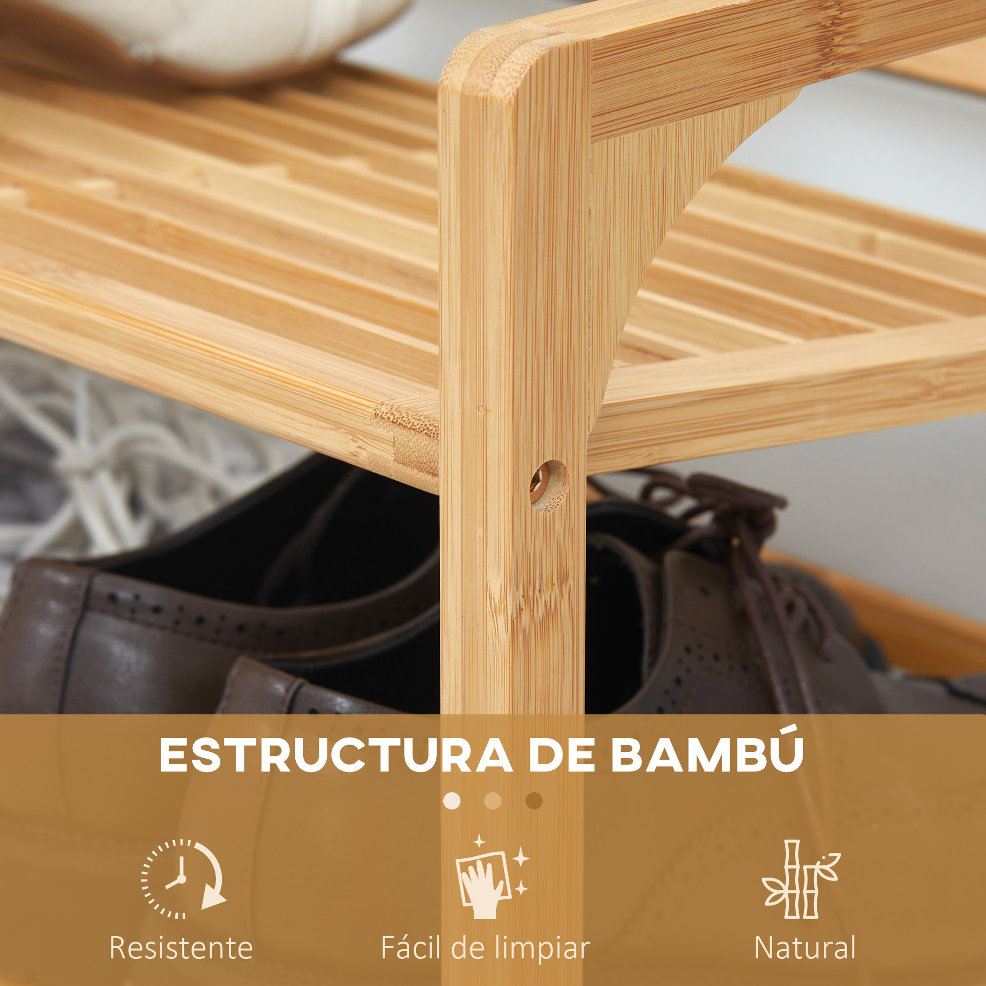 Zapatero de Bambú de 3 Niveles Estante Zapatero Estantería para 9 Pares de Zapatos Organizador para Entrada Pasillo Baño 76x33x51 cm Natural