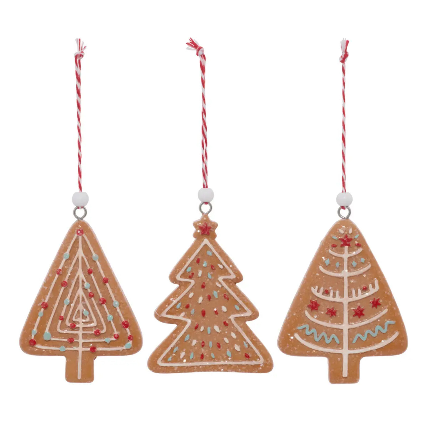 Lot de 3 suspensions de sapin biscuits en résine 8 cm