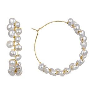 Pendientes de Perla Blanca acabados en oro amarillo de 18K