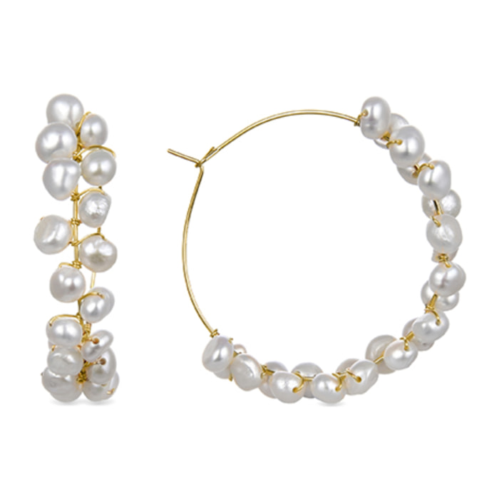 Pendientes de Perla Blanca acabados en oro amarillo de 18K