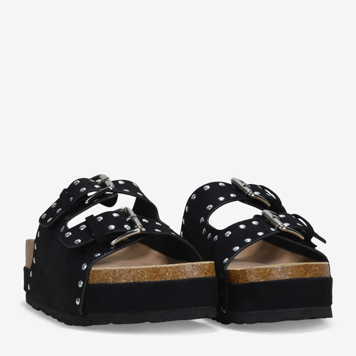 Sandalias de plataforma negras con dos correas