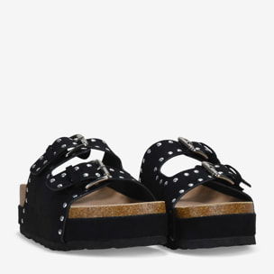 Sandalias de plataforma negras con dos correas