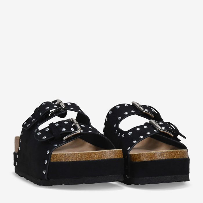 Sandalias de plataforma negras con dos correas