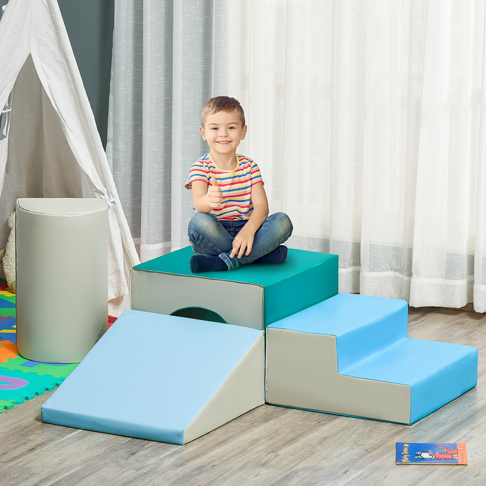 Juego de 4 Bloques de Espuma para Niños de 1-3 Años Tapizado en PU 150x50x39 cm