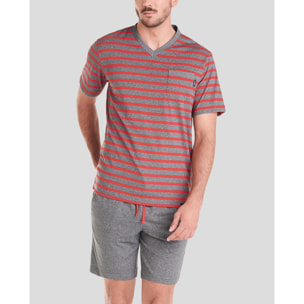 Pijama corto hombre rayas fresco