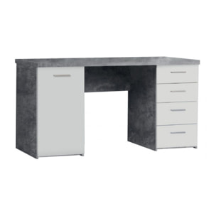 Bureau avec rangements 145 cm - Design béton & blanc - ESTEBANE