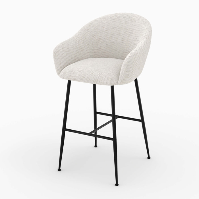 Chaise de bar en tissu blanc chiné 76 cm - Socky