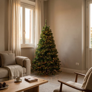 Albero di Natale con LED a luce calda in PVC e metallo - Verde