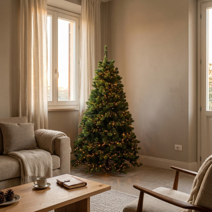 Albero di Natale con LED a luce calda in PVC e metallo - Verde