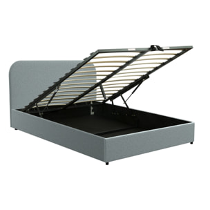 Lit double 160x200 cm avec coffre en tissu gris - Tilly