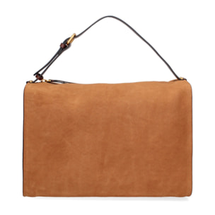 Borsa a spalla da donna Made in Italy - Modello Cielia Pro - Pelle scamosciata - 35.0 x 23.0 x 14.0 cm