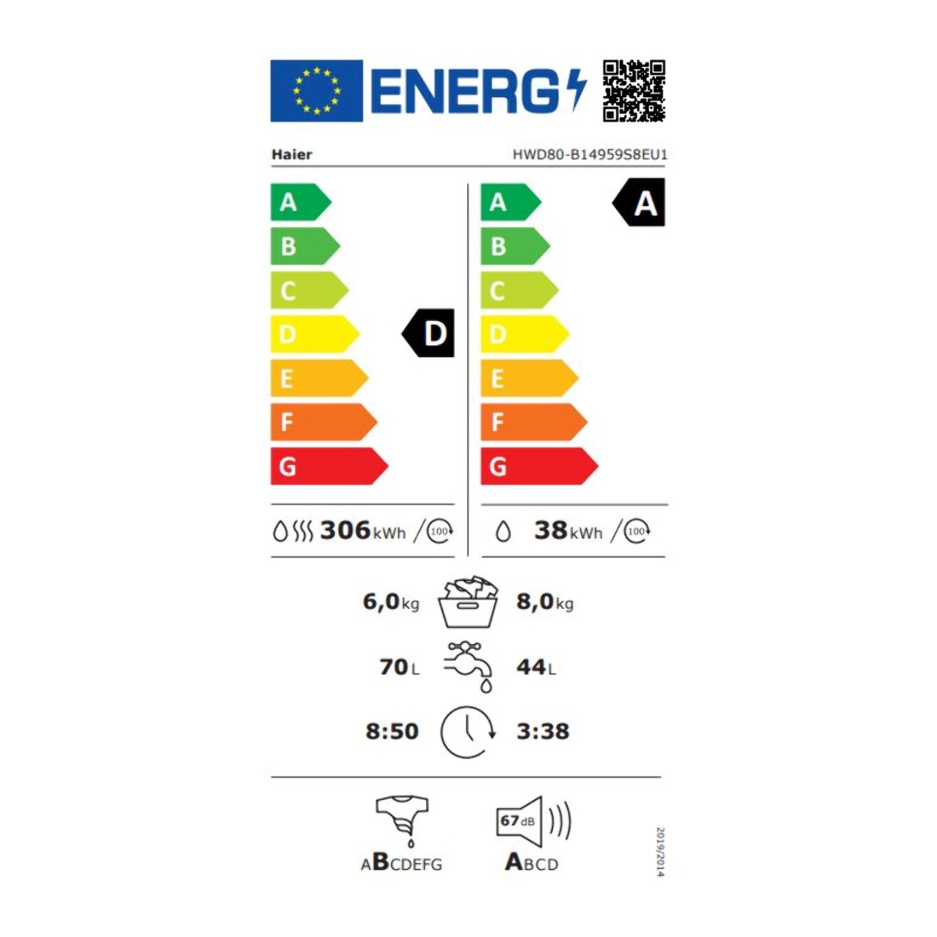 Lave linge séchant hublot HAIER HWD80-B14959S8FR