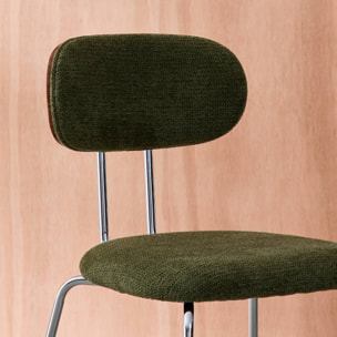 Chaise décor bois courbé teinté noyer et tissu déperlant pieds métal chromé (lot de 2) ERIN