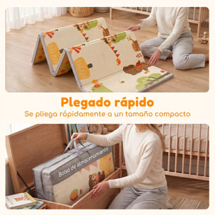 Alfombra de Juego Bebé, Plegable y Reversible, 200x150 cm, Alfombra Educativa Antideslizante e Impermeable, Diseño Árbol y Bosque, para Gateo, Jugar y Aprendizaje, para Salón y Dormitorio