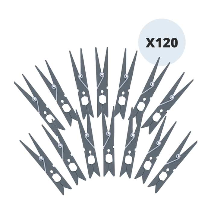 Lot de 120 pinces à linge incassables grises MSV