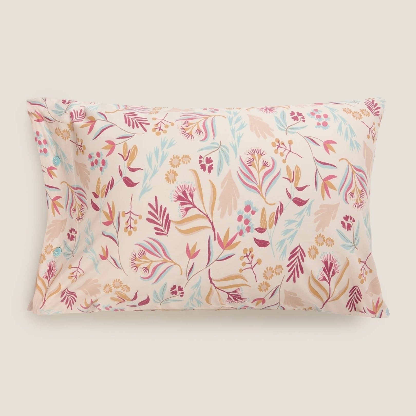 Funda almohada flores Praz color granate 100% Algodón