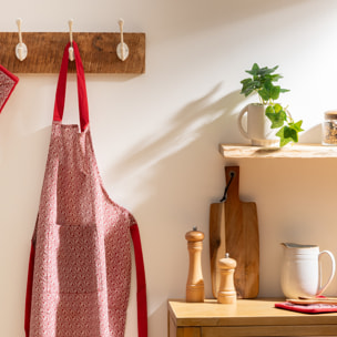 Tablier imprimé "Olia" - rouge - coton 60x80 cm