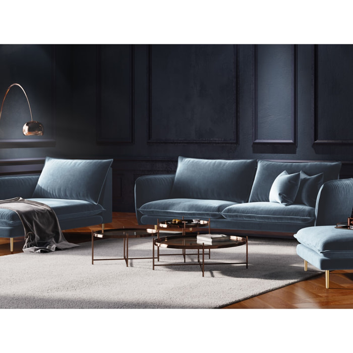 Méridienne gauche "Vienna" en velours bleu