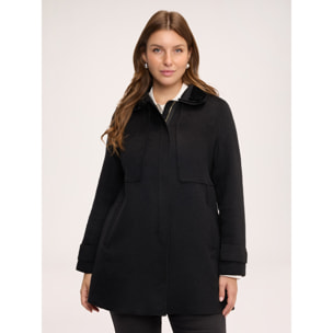 Fiorella Rubino - Cappotto misto lana con colletto paillettes - Nero