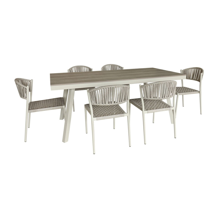 Ensemble de jardin table polywood blanc et chaises 6 places FIGARI
