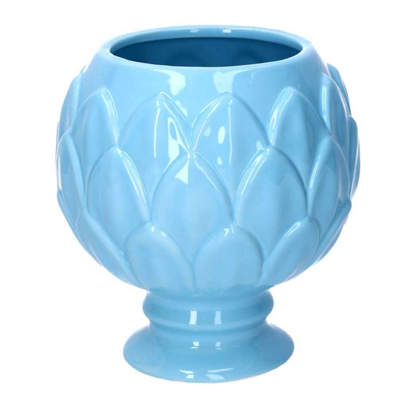 Vaso calice in ceramica azzurro cm ø20,5h21,5