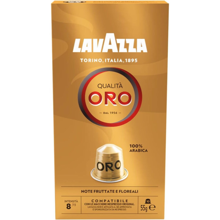 Qualita Oro x10.  Capsules compatibles Nespresso en aluminium