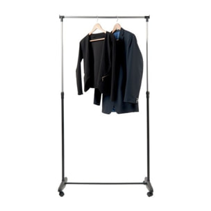 Portant à  vêtements à  roulettes Inox 87-160cm Noir - Hauteur ajustable MSV