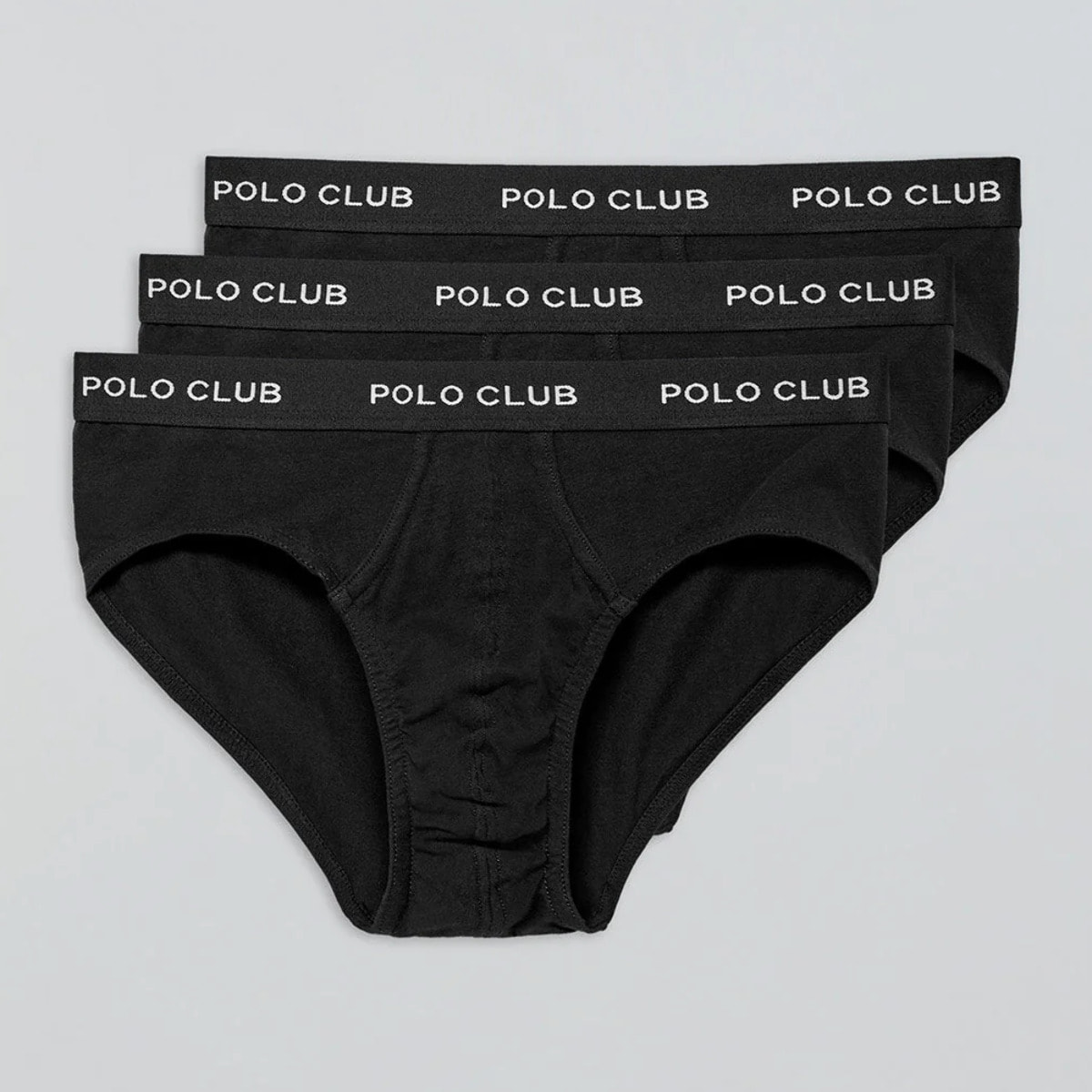 Pack di tre slip neri con particolare Polo Club