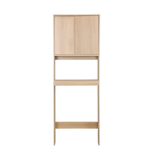 Etagère / Meuble WC Linear avec portes coulissantes. 3 espaces de rangement. naturel. 64 x 20 x 180 cm
