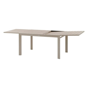 Table de jardin extensible coulissante "Évasion" effet bois lin & argile 10 places  lates en aluminium