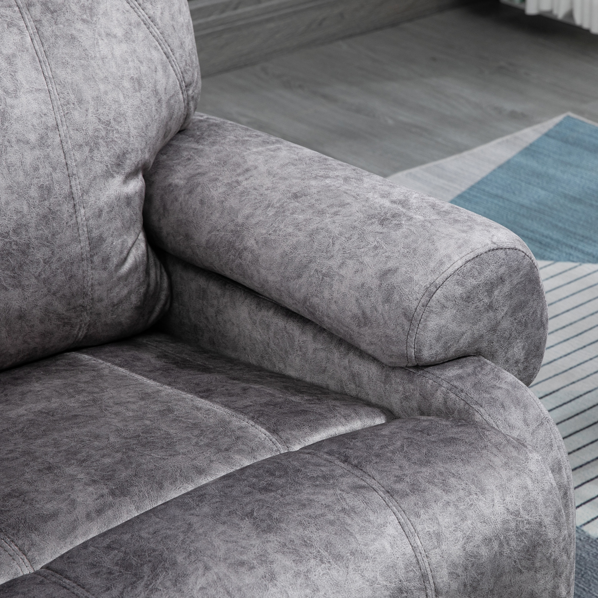 Sillón Relax Reclinable Manual, Sillón Relax de Terciopelo con Reposabrazos, Reposapiés, Acolchado Grueso, Butaca Reclinable hasta 135º para Salón, Dormitorio, Oficina, Gris