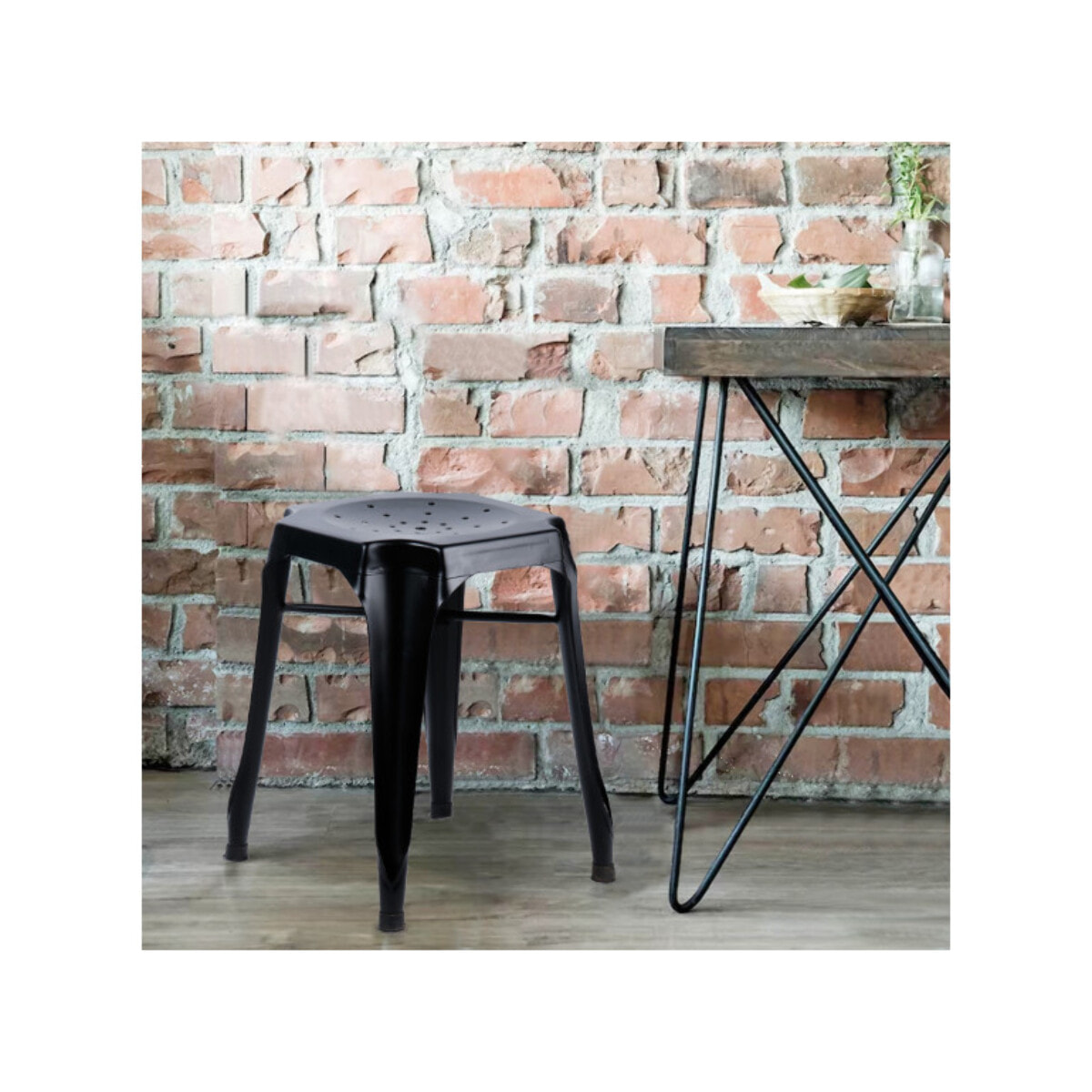 Tabouret en métal noir au style Industriel - STEAL