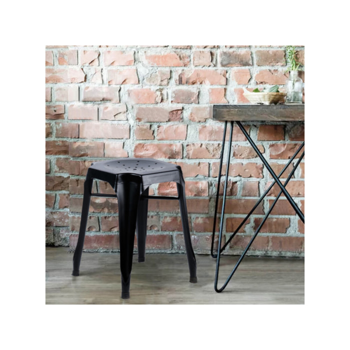 Tabouret en métal noir au style Industriel - STEAL