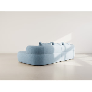 Angela - canapé d'angle droit 4 places en velours texturé - Bleu