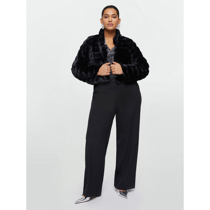 Fiorella Rubino - Chaqueta corta con efecto peluche - Negro