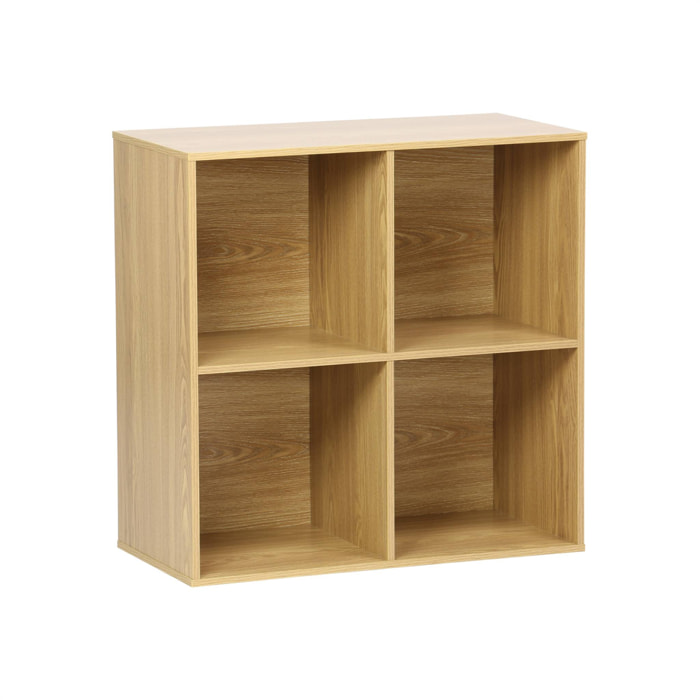 Etagère. bibliothèque. module de rangement décor bois chêne 4 compartiments L 70 x P 35 x H 70cm - Kompo
