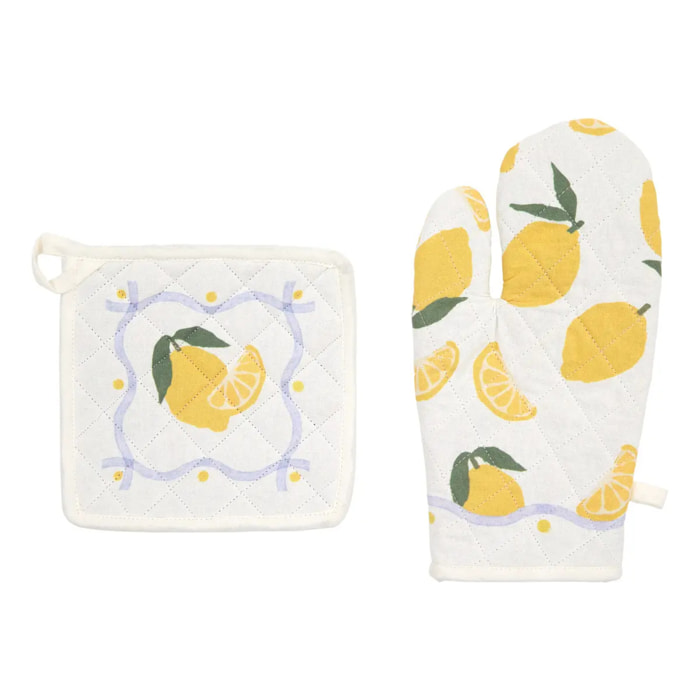 Gant et manique Fruity imprimé citron