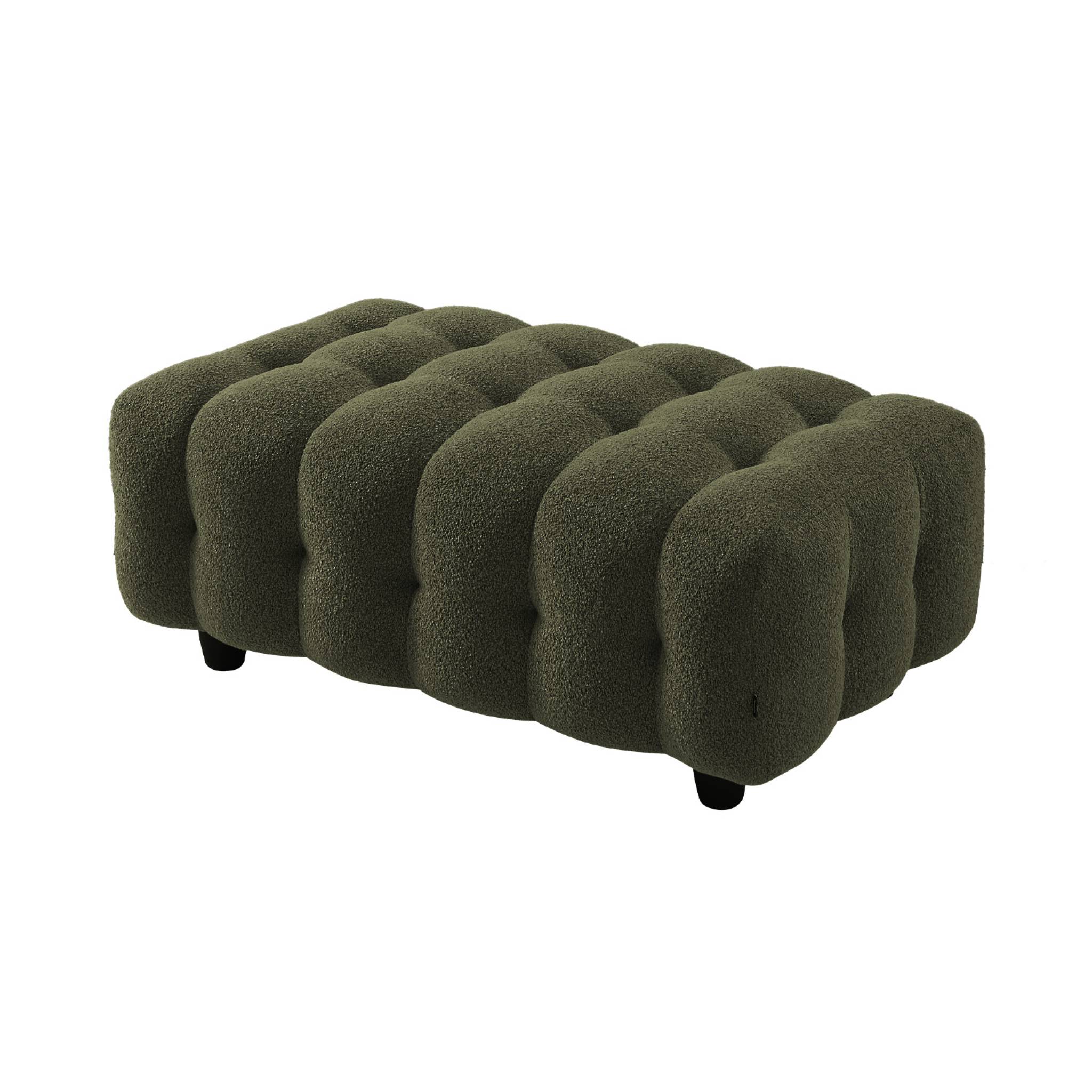 Pouf, repose-pieds pour canapé d'angle 3 places Leon bouclette texturée LEON