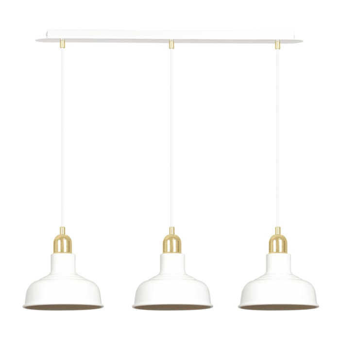 Lampada a sospensione IBOR in acciaio bianco e oro